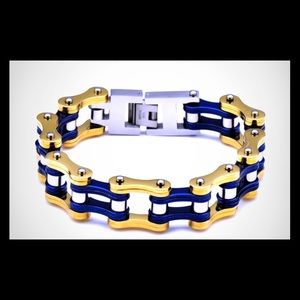 Mens D&Z Stainless Steel Motorcycle Bike Bracelet